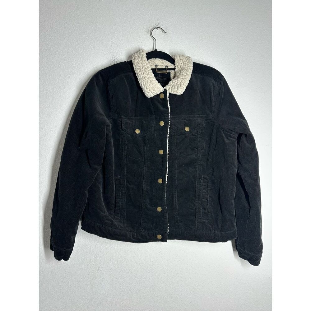 Jou Jou Big Girls Sherpa Fleece & Corduroy Jacket Black Size XL